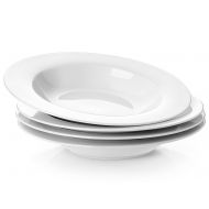 Y YHY 8-1/4-inch Porcelain Soup Bowls/Rim Bowl Set, White, Set of 4