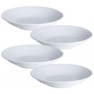 Y YHY 9.6-inch/30OZ Porcelain Serving Bowls, White Pasta/Salad Bowls Set, Wide & Shallow, Set of 4 - Stripe Pattern