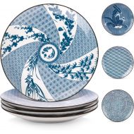 Y YHY Dinner Plate for Christmas Party, 10” Serving Plate Set of 4, , Blue White Ceramic Dinner Plates, Large & Durable, Dishwasher and Microwave Safe