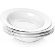 [아마존베스트]Y YHY Pasta Bowls and Plates,20 Ounces White Soup Bowl Set of 4, Porcelain Bowl Set for Eating, Microwave Oven safe