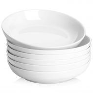 Y YHY 30oz Porcelain Pasta/Salad/Soup Bowls, Large Serving Bowl Set, Wide & Flat, Set of 6, White