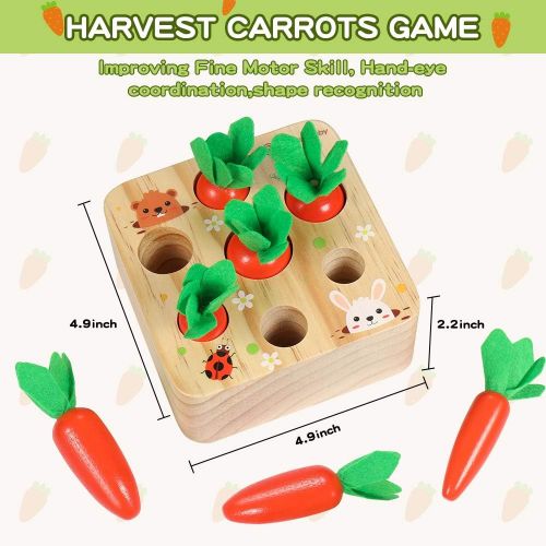  Y YOFUN YOFUN Montessori Toys?for Toddler?- Carrot Harvest Wooden Matching Puzzle, Shape & Size Sorting Games for Developing Fine Motor Skill,?Educational Gift for Baby Boys Girls, Made of