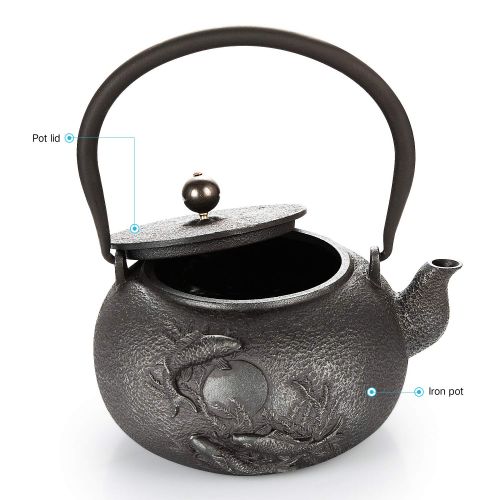  Y-LOONG Teapot Kettle Tetsubin Cast Iron Japanese Style 44OZ for Tea Brewing