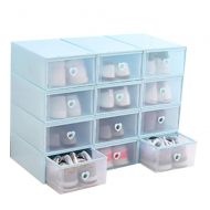 Y-YAO Thickened Transparent Plastic 12 Packs Can Be Stacked Shoe Boxes, Can Be Used in Multiple Scenes (Blue)