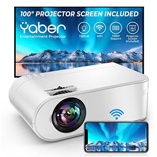  Projector, YABER V2 WiFi Mini Projector 5500 Lux Full HD 1080P and 200 Supported, Portable Wireless Mirroring Projector for iOS/Android/TV Stick/PS4/PC Home & Outdoor