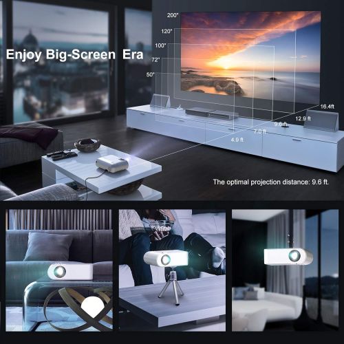  Projector, YABER V2 WiFi Mini Projector 5500 Lux Full HD 1080P and 200 Supported, Portable Wireless Mirroring Projector for iOS/Android/TV Stick/PS4/PC Home & Outdoor