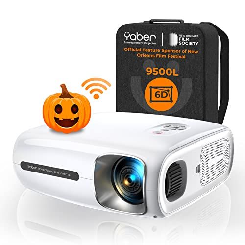  YABER Pro V7 9500L 5G WiFi Bluetooth Projector, Auto 6D Keystone Correction &4P/4D, Infinity Zoom, HD Portable Movie Projectors Home&Outdoor Video 4k Projector for iOS/Android etc.