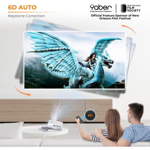  YABER Pro V7 9500L 5G WiFi Bluetooth Projector, Auto 6D Keystone Correction &4P/4D, Infinity Zoom, HD Portable Movie Projectors Home&Outdoor Video 4k Projector for iOS/Android etc.