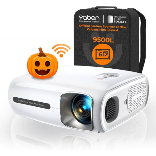  YABER Pro V7 9500L 5G WiFi Bluetooth Projector, Auto 6D Keystone Correction &4P/4D, Infinity Zoom, HD Portable Movie Projectors Home&Outdoor Video 4k Projector for iOS/Android etc.