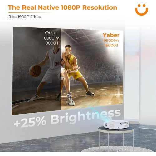  YABER Pro V7 9500L 5G WiFi Bluetooth Projector, Auto 6D Keystone Correction &4P/4D, Infinity Zoom, HD Portable Movie Projectors Home&Outdoor Video 4k Projector for iOS/Android etc.
