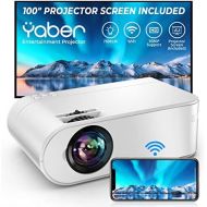 YABER V2 WiFi Mini 8000L Projector [Projector Screen Included] 1080P Full HD and 300 Supported, Portable Wireless Mirroring Projector for iOS/Android/TV Stick/PS4/PC Home & Outdoor