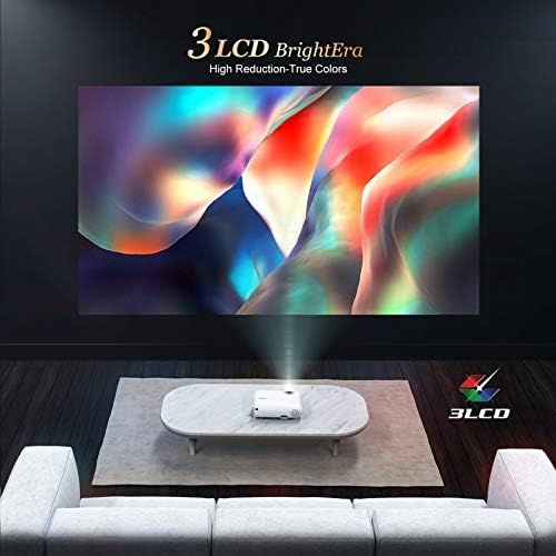  YABER V2 WiFi Mini 8000L Projector [Projector Screen Included] 1080P Full HD and 300 Supported, Portable Wireless Mirroring Projector for iOS/Android/TV Stick/PS4/PC Home & Outdoor