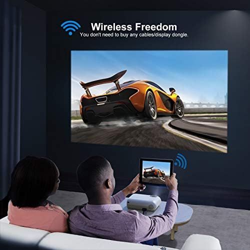  YABER V2 WiFi Mini 8000L Projector [Projector Screen Included] 1080P Full HD and 300 Supported, Portable Wireless Mirroring Projector for iOS/Android/TV Stick/PS4/PC Home & Outdoor