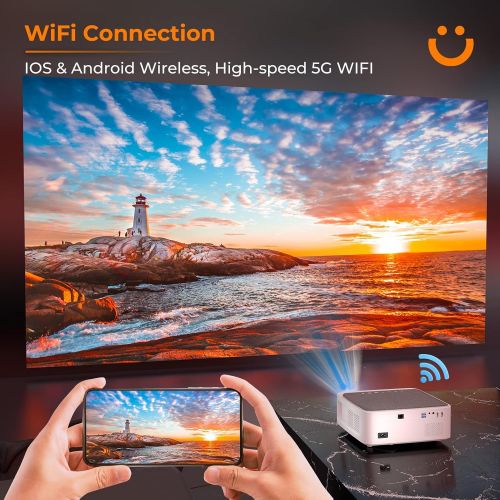  YABER 5G WiFi Bluetooth Projector 9500L Upgrade Full HD Native 1920×1080P Projector, 4P/4D Keystone Support 4k&Zoom, Portable Wireless LCD LED Home&Outdoor Video Projector for iOS/