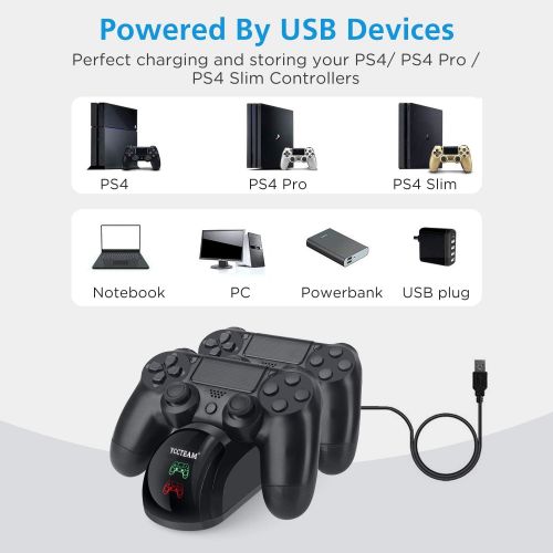  [아마존베스트]PS4 Controller Charger, YAEYE USB Charger Charging Docking Station Stand for Playstation 4 PS4/PS4 Slim/PS4 Pro Controller, Black