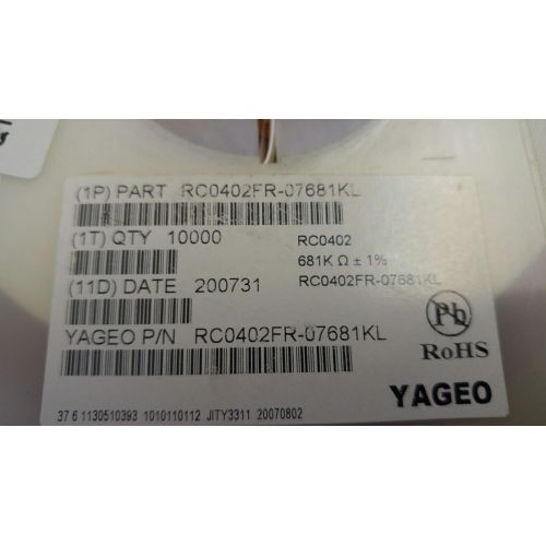  LOT OF 10,000 PCS. YAGEO RC0402FR-07681KL ROHS