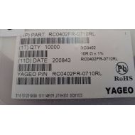 LOT OF 10,000 PCS. YAGEO RC0402FR-0710RL RES SMD 10 OHM 1% 1/16W 0402 ROHS