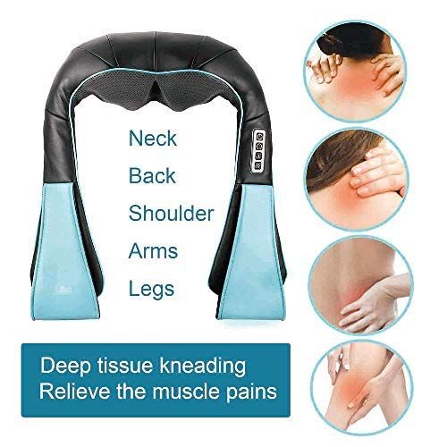  YAGO Handheld Shiatsu Neck & Back Massager with Heat, 3D Electric Deep Tissue Kneading Self Massager for...