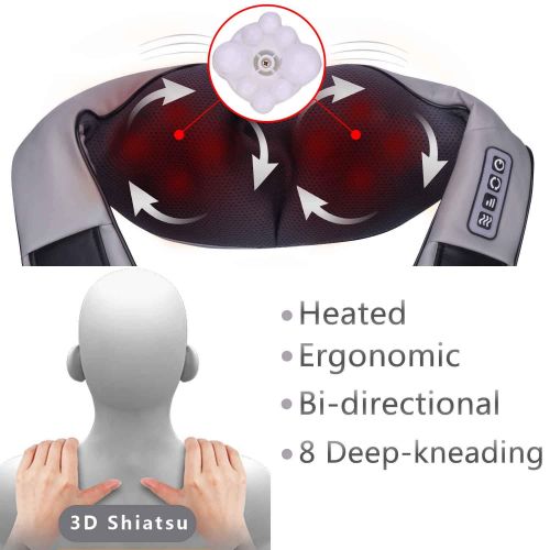  YAGO Handheld Shiatsu Neck & Back Massager with Heat, 3D Electric Deep Tissue Kneading Self Massager for...