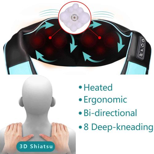  YAGO Handheld Shiatsu Neck & Back Massager with Heat, 3D Electric Deep Tissue Kneading Self Massager for...