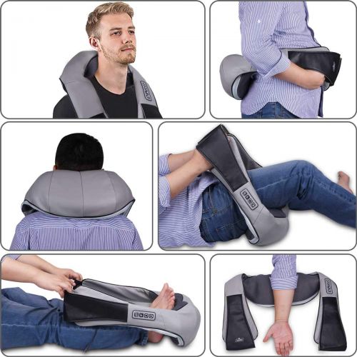  YAGO Handheld Shiatsu Neck & Back Massager with Heat, 3D Electric Deep Tissue Kneading Self Massager for...