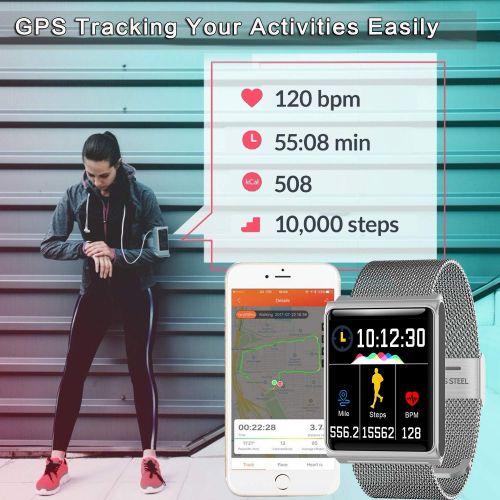  YAKOO Smart Watch for Women - Waterproof Fitness Tracker with Blood Pressure Heart Rate Monitor, Activity Tracker Pedometer Sleep Monitor Calorie, Outdoor Sport Smartwatch for Moth