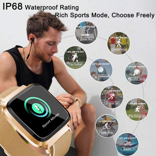  YAKOO Fitness Tracker Watch for Women Men - Waterproof Activity Smart Watch with Blood Pressure Heart Rate Monitor, Sport Outdoor Running GPS Tracker Pedometer Calorie Sleep Monitor for