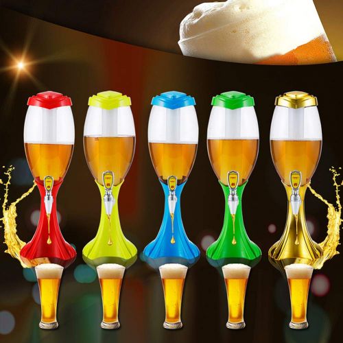  YAMADIE Bierturm - Mit Eisroehre 1.5L2L 3L Buntes Licht Bier Kanone Weinturm Weinsaule Biermaschine Transparenter Getranketurm Spender 5PCS 3L