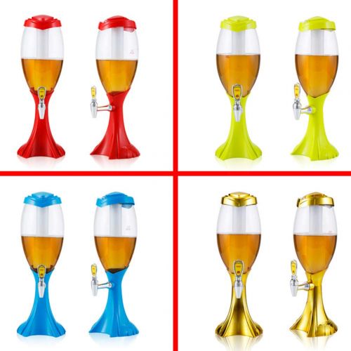  YAMADIE Bierturm - Mit Eisroehre 1.5L2L 3L Buntes Licht Bier Kanone Weinturm Weinsaule Biermaschine Transparenter Getranketurm Spender 5PCS 3L