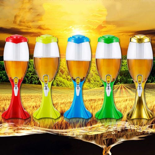  YAMADIE Bierturm - Mit Eisroehre 1.5L2L 3L Buntes Licht Bier Kanone Weinturm Weinsaule Biermaschine Transparenter Getranketurm Spender 5PCS 3L