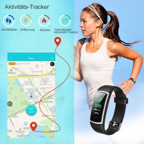  YAMAY Fitness Armband mit Blutdruckmessung,Smartwatch Fitness Tracker mit Pulsmesser Wasserdicht IP68 Fitness Uhr Blutdruck Messgerate Pulsuhr Schrittzahler Uhr fuer Damen Herren An