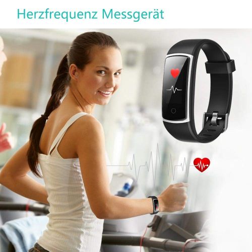  YAMAY Fitness Armband mit Blutdruckmessung,Smartwatch Fitness Tracker mit Pulsmesser Wasserdicht IP68 Fitness Uhr Blutdruck Messgerate Pulsuhr Schrittzahler Uhr fuer Damen Herren An