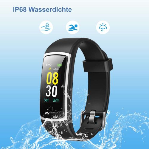  YAMAY Fitness Armband mit Blutdruckmessung,Smartwatch Fitness Tracker mit Pulsmesser Wasserdicht IP68 Fitness Uhr Blutdruck Messgerate Pulsuhr Schrittzahler Uhr fuer Damen Herren An