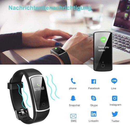  YAMAY Fitness Armband mit Blutdruckmessung,Smartwatch Fitness Tracker mit Pulsmesser Wasserdicht IP68 Fitness Uhr Blutdruck Messgerate Pulsuhr Schrittzahler Uhr fuer Damen Herren An