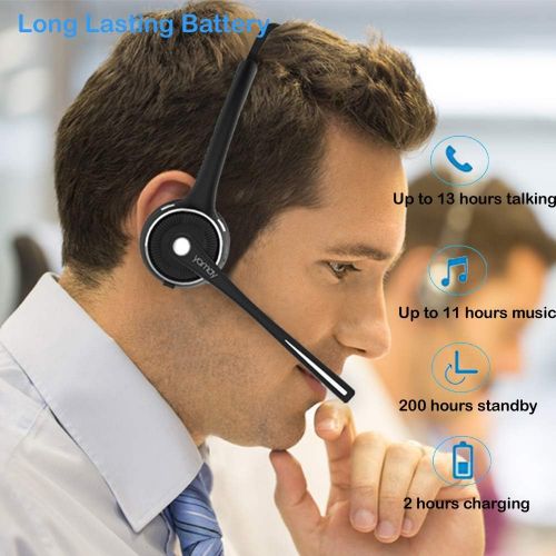  [아마존 핫딜]  [아마존핫딜]YAMAY Pro Trucker Bluetooth Headset/Office Wireless Headset, Bluetooth Earpiece Noise Cancelling Headphones with Microphone,Charging Dock,Mute Function for Car Call Center iPhone A