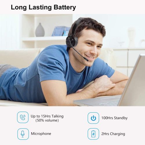  [아마존 핫딜] [아마존핫딜]Bluetooth Headphones with Mic,YAMAY Wireless Bluetooth Headset Noise Cancelling Headphones with Boom Microphone On Ear Phone Headset for Office Phone Call Center Customer Service P