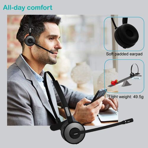  [아마존 핫딜] [아마존핫딜]YAMAY Bluetooth Headset for Cell Phones, Wireless Headset Noise Cancelling Bluetooth Headphones with Microphone,Charging Dock,Mute Button for Trucker Drivers Call Center Office PC