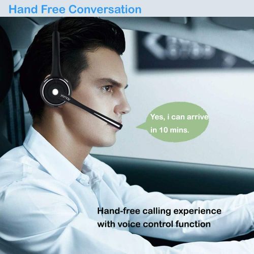  [아마존베스트]YAMAY Pro Trucker Bluetooth Headset/Office Wireless Headset, Bluetooth Earpiece Noise Cancelling Headphones with Microphone,Charging Dock,Mute Function for Car Call Center iPhone A