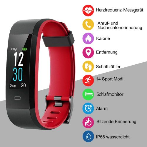  [아마존 핫딜]  [아마존핫딜]YAMAY Fitness Armband mit Pulsuhr,Wasserdicht IP68 Schrittzahler Fitness Uhr Farbbildschirm Fitness Tracker Pulsmesser Smartwatch Aktivitatstracker Sportuhr fuer Damen Herren fuer IO