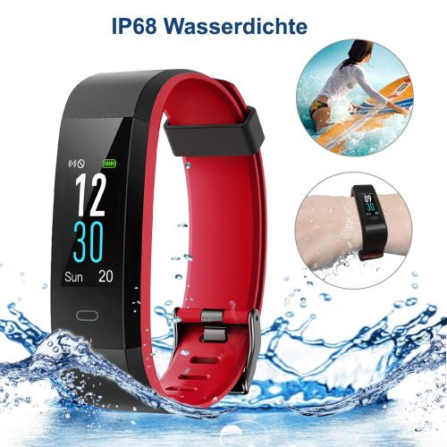  [아마존 핫딜]  [아마존핫딜]YAMAY Fitness Armband mit Pulsuhr,Wasserdicht IP68 Schrittzahler Fitness Uhr Farbbildschirm Fitness Tracker Pulsmesser Smartwatch Aktivitatstracker Sportuhr fuer Damen Herren fuer IO