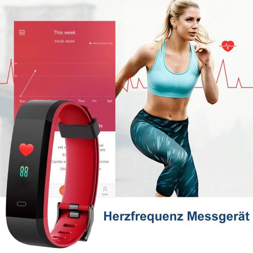  [아마존 핫딜]  [아마존핫딜]YAMAY Fitness Armband mit Pulsuhr,Wasserdicht IP68 Schrittzahler Fitness Uhr Farbbildschirm Fitness Tracker Pulsmesser Smartwatch Aktivitatstracker Sportuhr fuer Damen Herren fuer IO