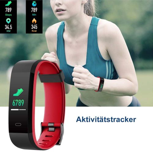  [아마존 핫딜]  [아마존핫딜]YAMAY Fitness Armband mit Pulsuhr,Wasserdicht IP68 Schrittzahler Fitness Uhr Farbbildschirm Fitness Tracker Pulsmesser Smartwatch Aktivitatstracker Sportuhr fuer Damen Herren fuer IO