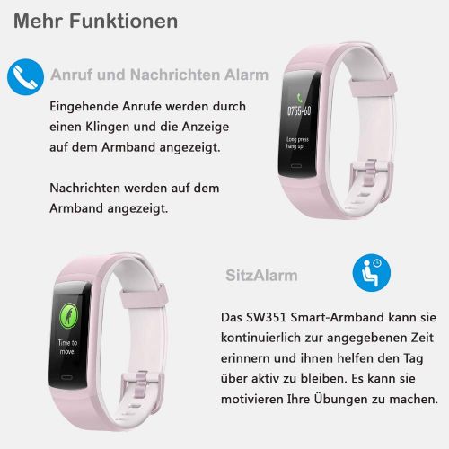  [아마존 핫딜]  [아마존핫딜]YAMAY Fitness Armband,Smartwatch Wasserdicht IP68 Fitness Uhr Fitness Tracker mit Pulsmesser Schrittzahler Pulsuhr Aktivitatstracker Sportuhr fuer Damen Herren Anruf SMS Beachten fue