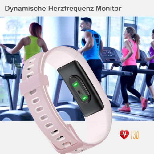  [아마존 핫딜]  [아마존핫딜]YAMAY Fitness Armband,Smartwatch Wasserdicht IP68 Fitness Uhr Fitness Tracker mit Pulsmesser Schrittzahler Pulsuhr Aktivitatstracker Sportuhr fuer Damen Herren Anruf SMS Beachten fue