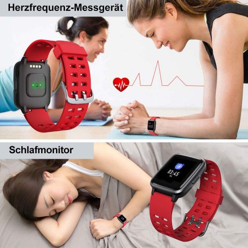  [아마존 핫딜]  [아마존핫딜]YAMAY Smartwatch,Fitness Armband Uhr Voller Touch Screen Fitness Uhr IP68 Wasserdicht Fitness Tracker Sportuhr mit Schrittzahler Pulsuhren Stoppuhr fuer Damen Herren Smart Watch fuer