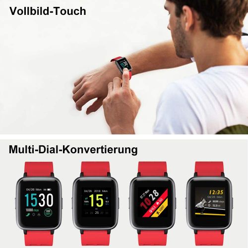  [아마존 핫딜]  [아마존핫딜]YAMAY Smartwatch,Fitness Armband Uhr Voller Touch Screen Fitness Uhr IP68 Wasserdicht Fitness Tracker Sportuhr mit Schrittzahler Pulsuhren Stoppuhr fuer Damen Herren Smart Watch fuer