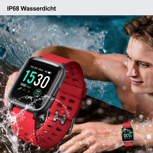  [아마존 핫딜]  [아마존핫딜]YAMAY Smartwatch,Fitness Armband Uhr Voller Touch Screen Fitness Uhr IP68 Wasserdicht Fitness Tracker Sportuhr mit Schrittzahler Pulsuhren Stoppuhr fuer Damen Herren Smart Watch fuer