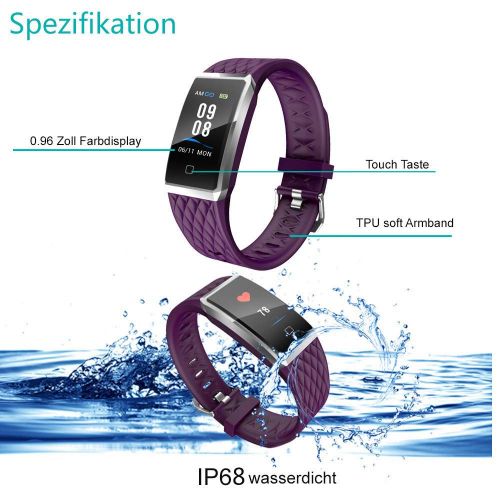  [아마존 핫딜]  [아마존핫딜]YAMAY Fitness Armband mit Pulsmesser,Wasserdicht IP68 Fitness Trackers Farbbildschirm Fitness Uhr Pulsuhren Aktivitatstracker Smartwatch Schrittzahler Uhr fuer Damen Herren fuer iPho