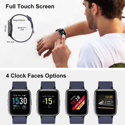  YAMAY Smart Watch for Android and iOS Phone IP68 Waterproof, Fitness Tracker Watch with Heart Rate Monitor Step Sleep Tracker, Smartwatch Compatible with iPhone Samsung, Watch for