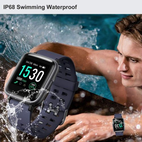  YAMAY Smart Watch for Android and iOS Phone IP68 Waterproof, Fitness Tracker Watch with Heart Rate Monitor Step Sleep Tracker, Smartwatch Compatible with iPhone Samsung, Watch for